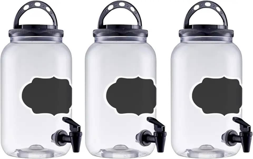 Kit Com 3 Suqueira Com Torneira Para 3,6 Litros Alça E Lousa (Preto)