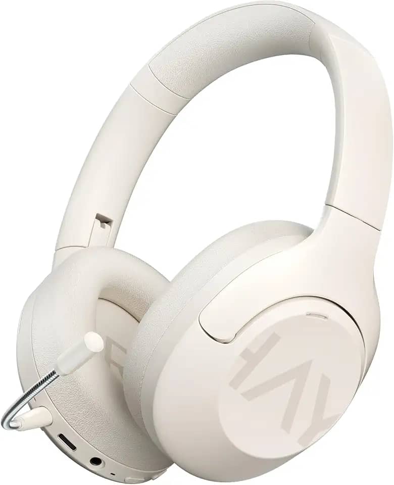HAYLOU S30 Fone de ouvido Bluetooth com Cancelamento Ativo de Ruído, Over Ear Headphones com Extraível Individualmente Microfone, Suporta conexão com consoles