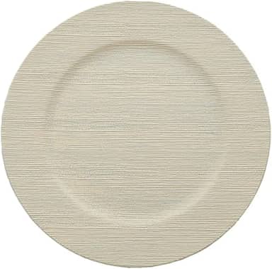 Mimo Style Sousplat Linho Beige - Produzido em Plástico Com Boa Estabilidade Térmica e Excelente Qualidade; Moderno e Versátil, Elegante e Charmoso Ideal Para Mesa Posta Em Buffets Eventos e Ocasiões