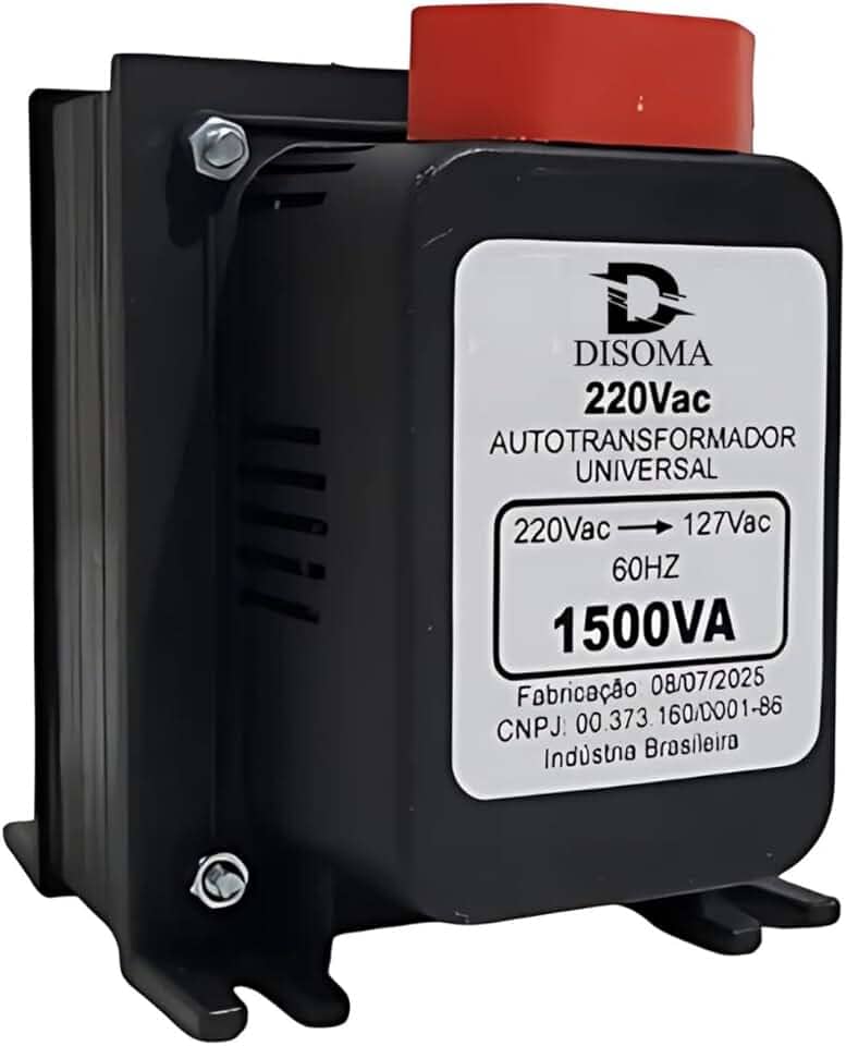 Transformador de Voltagem Bivolt 1500VA Disoma – 110V para 220V e 220V para 110V, com Protetor Térmico e Acabamento Metálico Suporta até 850W