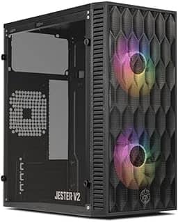 Gabinete Gamer TGT Jester V2 | Rainbow | Mini-Tower | Lateral de Acrílico | Com 2 Fans | Preto | TGT-JSRV2-BKGF02