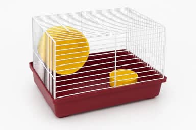 Gaiola para Hamster Pequeno com Rodinha de Exercício e Comedouro – Estrutura de Ferro Branca e Base Plástica Vermelha Resistente