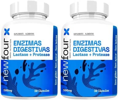 Enzimas Digestivas Lactase + Protease – 500mg | 60 Cápsulas 2 Frascos