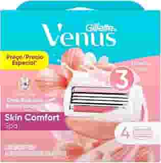 Gillette Venus Skin Comfort Spa Carga para Aparelho de Depilação com Barras Umectantes e Óleos Botânicos, 4 Uds