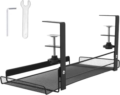 Bandeja de gerenciamento de cabos sob a mesa com braçadeiras de aço carbono organizador de cabos embaixo da mesa sem perfuração para estação de trabalho em casa e escritório.