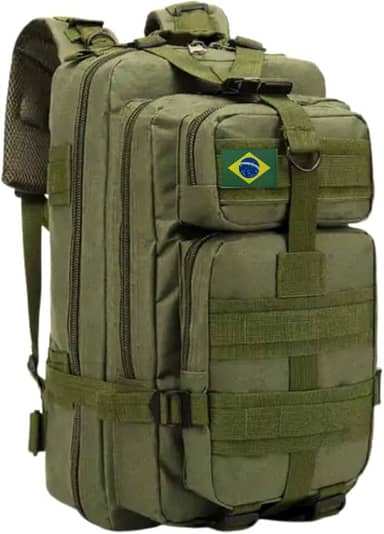 Mochila Tática Militar Impermeável Reforçada 30 litros com Patch Emborrachado - Verde