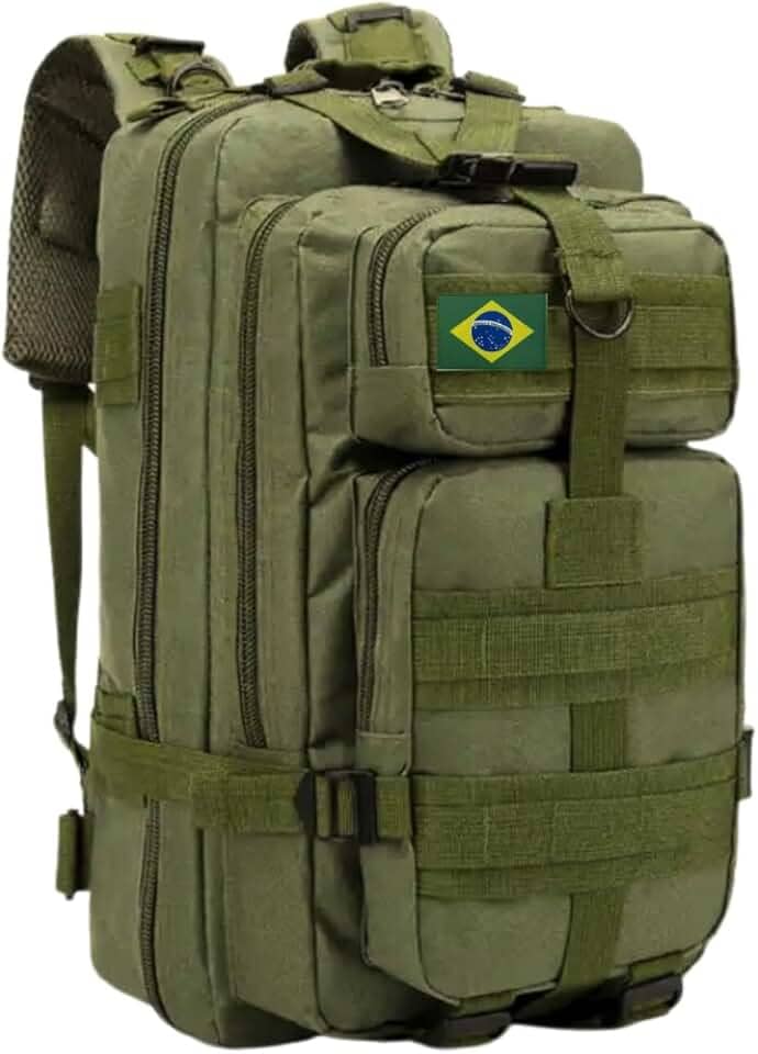 Mochila Tática Militar Impermeável Reforçada 30 litros com Patch Emborrachado - Verde