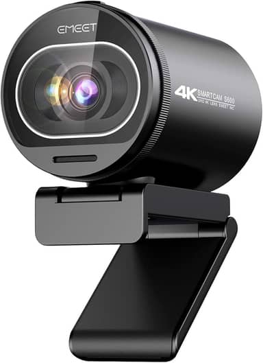 EMEET Webcam 4K, webcam S600 com, 2 microfones de redução de ruído, FOV ajustável de 40° a 73°, foco automático PDAF, capa de privacidade integrada, câmera de streaming para jogos, chamadas de (S600)