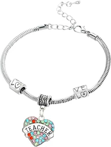 Pulseiras de coração de strass para professores presentes de agradecimento para professores presentes de agradecimento para professores