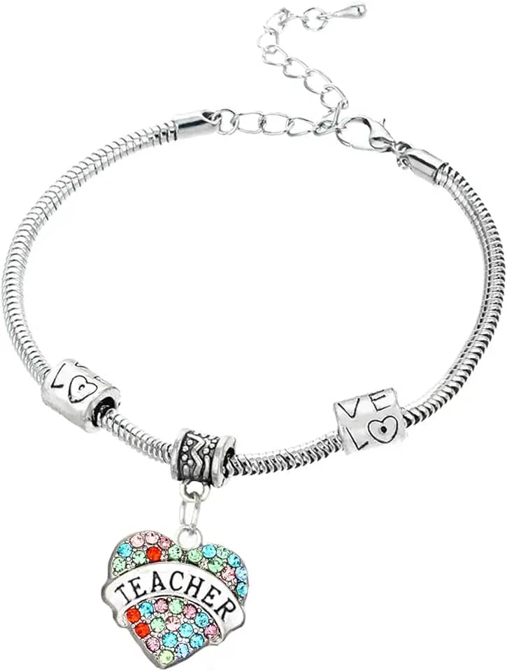 Pulseiras de coração de strass para professores presentes de agradecimento para professores presentes de agradecimento para professores