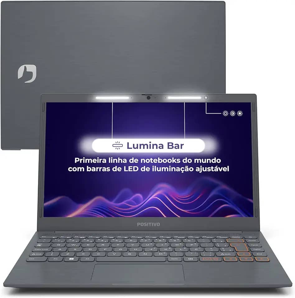 Notebook Positivo Vision C14 Intel® Celeron® Linux 4GB 128GB eMMC 14' HD Lumina BAR – Cinza