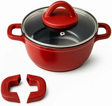 Panela Caçarola de Alumínio e Revestimento Cerâmica Granito Vermelha Clink 16cm x 7,5cm - 1,10 Litros - Espessura 2mm