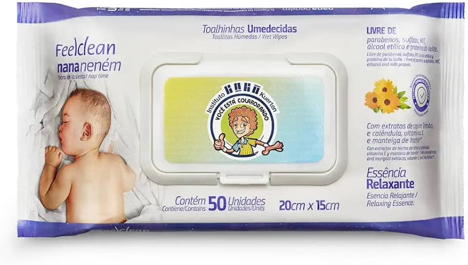 Toalhas Umedecidas Nana Neném 50 Unidades com Tampa Flip Top, FeelClean