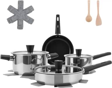 Conjunto de aço inoxidável de 4 peças jogo de panelas, panela inox fundo triplo, Conjuntos de panelas de cozinha de indução antiaderente,conjunto de panelas,panela de inox