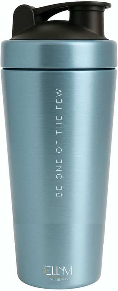 Coqueteleira Aço Inox 900ml Shakeira ELLYM NUTRITION Misturador Ideal Shakes - Azul (Sem compartimento)