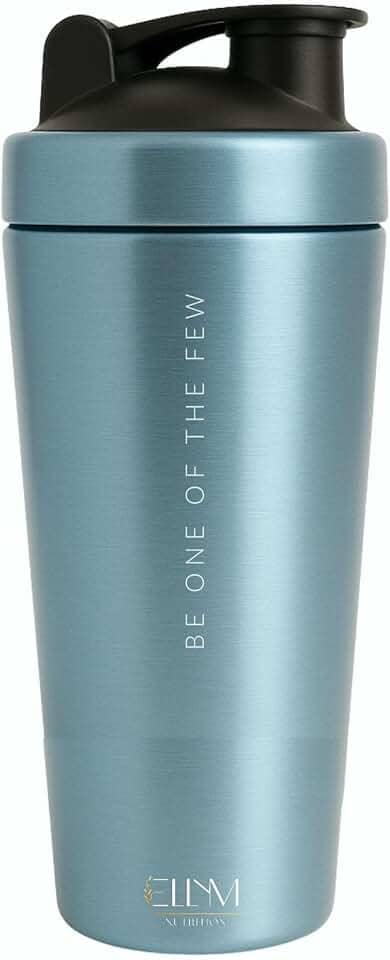 Coqueteleira Aço Inox 900ml Shakeira ELLYM NUTRITION Misturador Ideal Shakes - Azul (Sem compartimento)