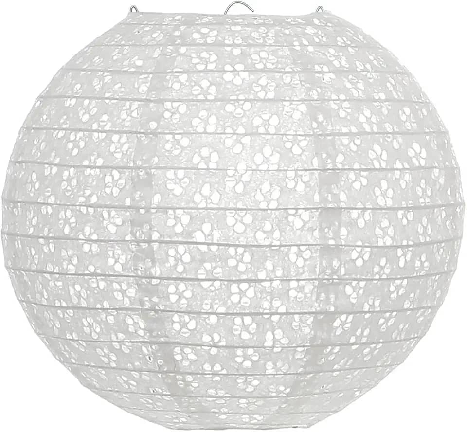 Luminária Japonesa Papel 30 cm Vazada Branca