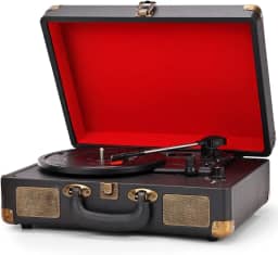Toca Disco Vinil, Tocador de Vinil, Toca Disco, Equipado com Porta USB, Saída para Fones de Ouvido, com Função Alto-Falantes, Compatível com Discos de 7, 10 e 12 Polegadas