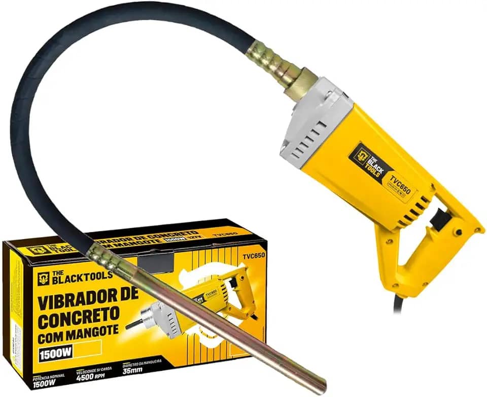 Kit Vibrador Concreto 1500w Com Mangote Mangueira 1,45mx35mm 220v Tvc650 The Black Tools