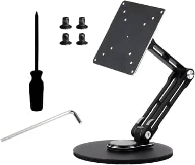 UeeKKoo Suporte de monitor portátil VESA, compatível com monitores de até 19 polegadas, suporta furos de montagem VESA de 50 x 50/75 x 75/100 x 100 (mm), suporta rotação de vários eixos, ajustável e