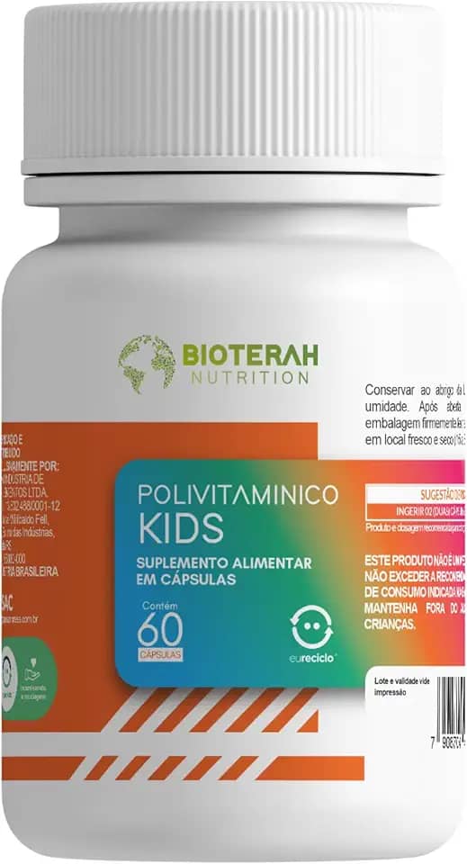 Polivitamínico Kids 60CAPS BIOTERAH - Suplemento Infantil Completo Vitaminas e Minerais Suporte Nutricional