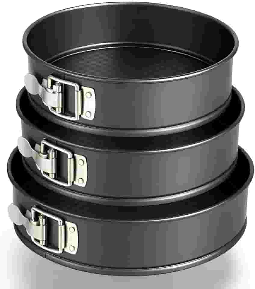 Jogo de Formas Fundo Removível Trava lateral 3 Peças Antiaderente Assadeira Ideal Para Bolos Tortas e Quiches