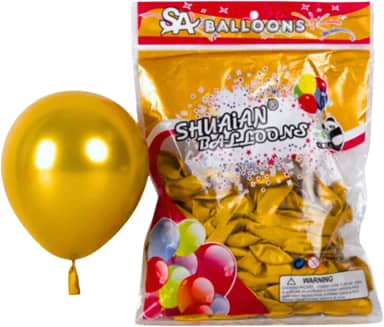 Balão Metalizado de Látex 12 Polegadas - 50 Unidades para Decoração de Festas, Casamentos, Aniversários e Eventos (Dourado)