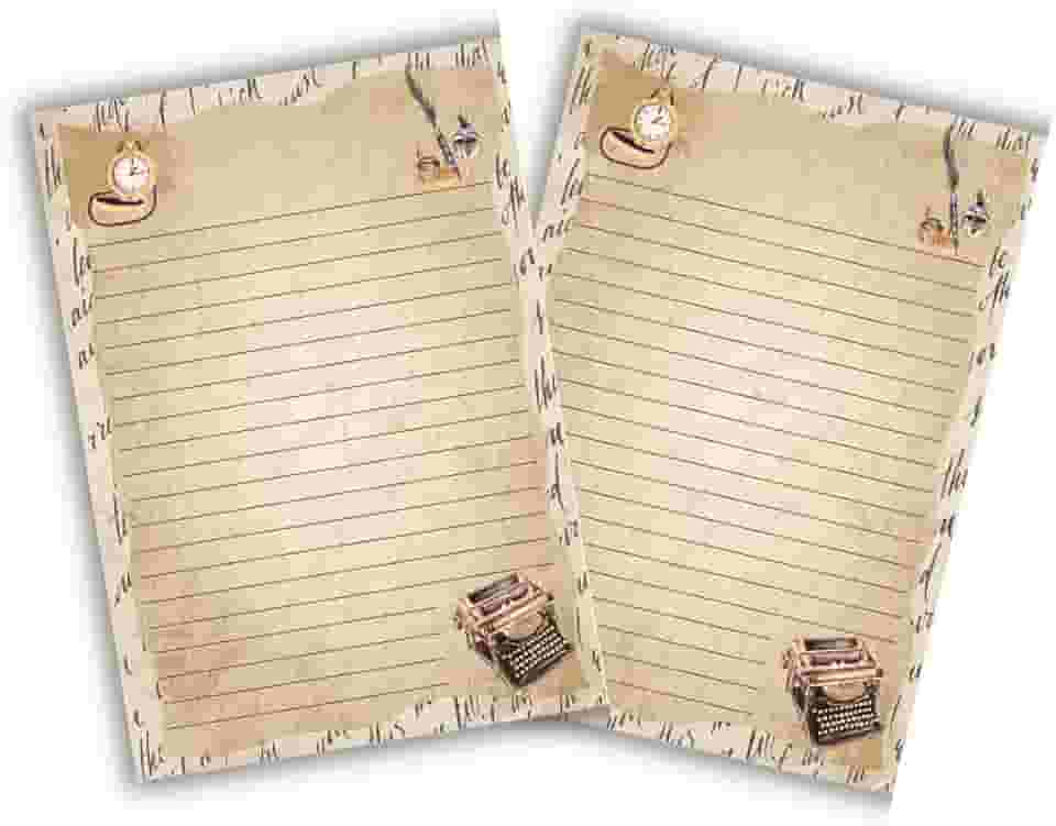 Bloco de notas A5 anotação 50 folhas vintage estilo papel carta decorado pautado (marrom escuro)