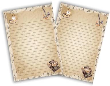 Bloco de notas A5 anotação 50 folhas vintage estilo papel carta decorado pautado (marrom escuro)