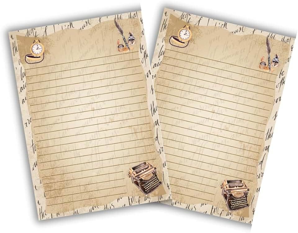 Bloco de notas A5 anotação 50 folhas vintage estilo papel carta decorado pautado (marrom escuro)