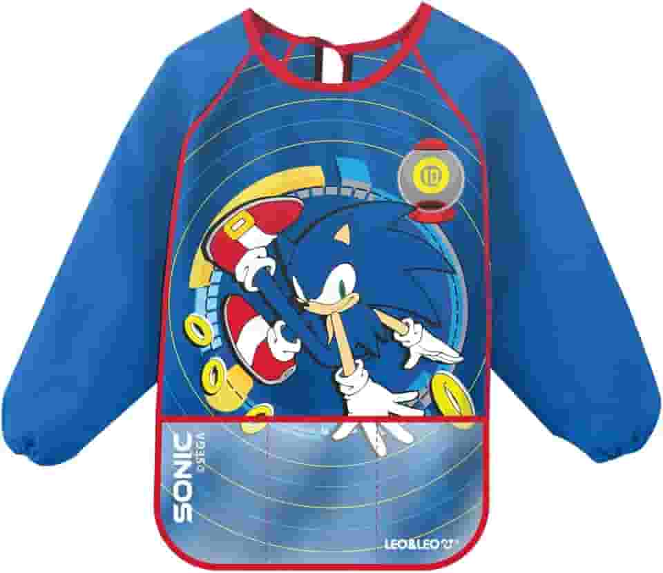 Avental Infantil C/Bolso e Manga Comprida Sonic - Blister C/ 1 Und Leo&leo