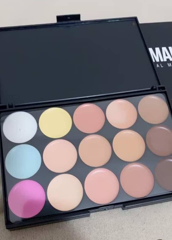 Paleta de Corretivo Facial Profissional, 15 Cores, Tons Variados para Maquiagem