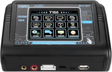 PUSLAKO HTRC T150 LiPo Carregador RC Carregador de equilíbrio de bateria Lipo Carregador de bateria de carro RC Descarregador de bateria de carro 150W 10A 1-6S AC/DC para bateria inteligente Li-ion