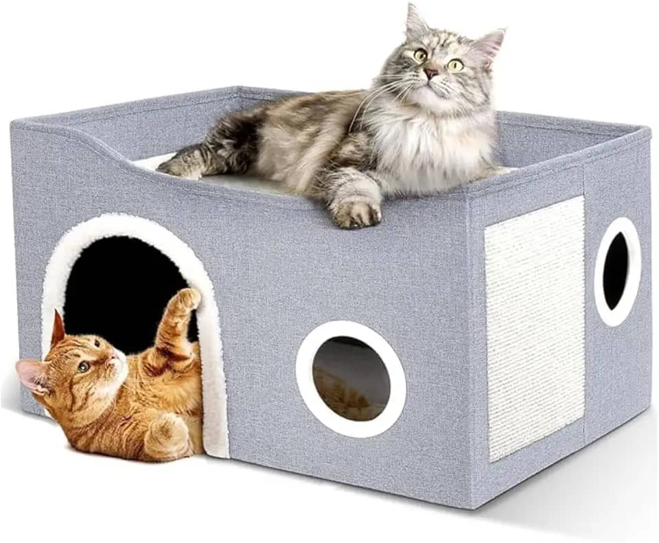 Casinha Cama Dobrável Portátil Cães Gatos Arranhador Bolinha