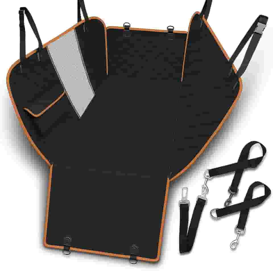 Capa Protetora Impermeável 7 em 1 para Banco Traseiro – Pet, Antiderrapante, Resistente, Ideal para Cachorros e Gatos, Com Cinto de Segurança (Laranja)