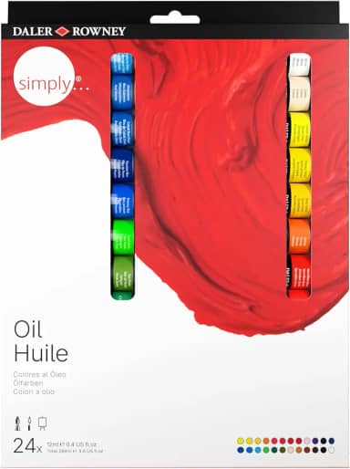 DALER ROWNEY Simply Óleo, Estojo de Tintas a Óleo em Bisganas 12 ml, 24 Cores