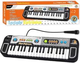 Pianinho Teclado Karaokê + Microfone Tons Ritmos Iniciantes