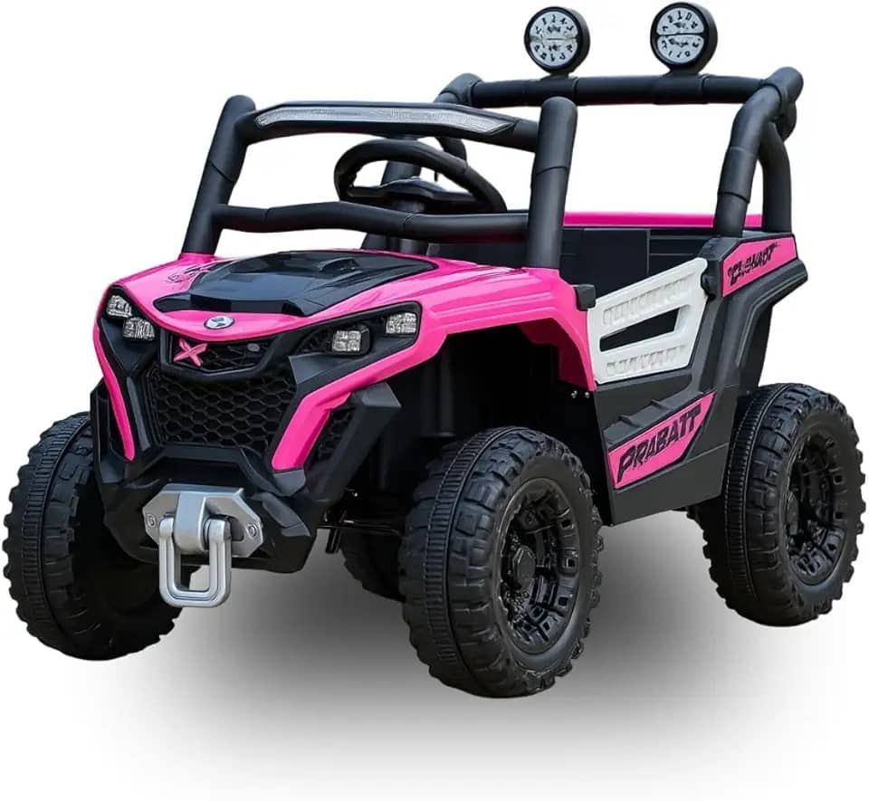 Jipe Carro Elétrico Infantil 12V Música Luz Controle Remoto (Rosa)