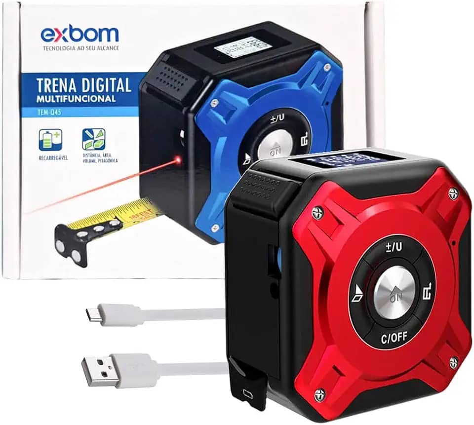 Medidor a Laser Digital Multifuncional Alcance de 50m Vermelha