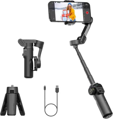 Estabilizador Gimbal para iPhone, Gimbal de 3 Eixos para iPhone com haste Extensora de 7,8 Polegadas Integrada, para iP~hone/Android, Perfeito para TikTok, YouTube e vlogs