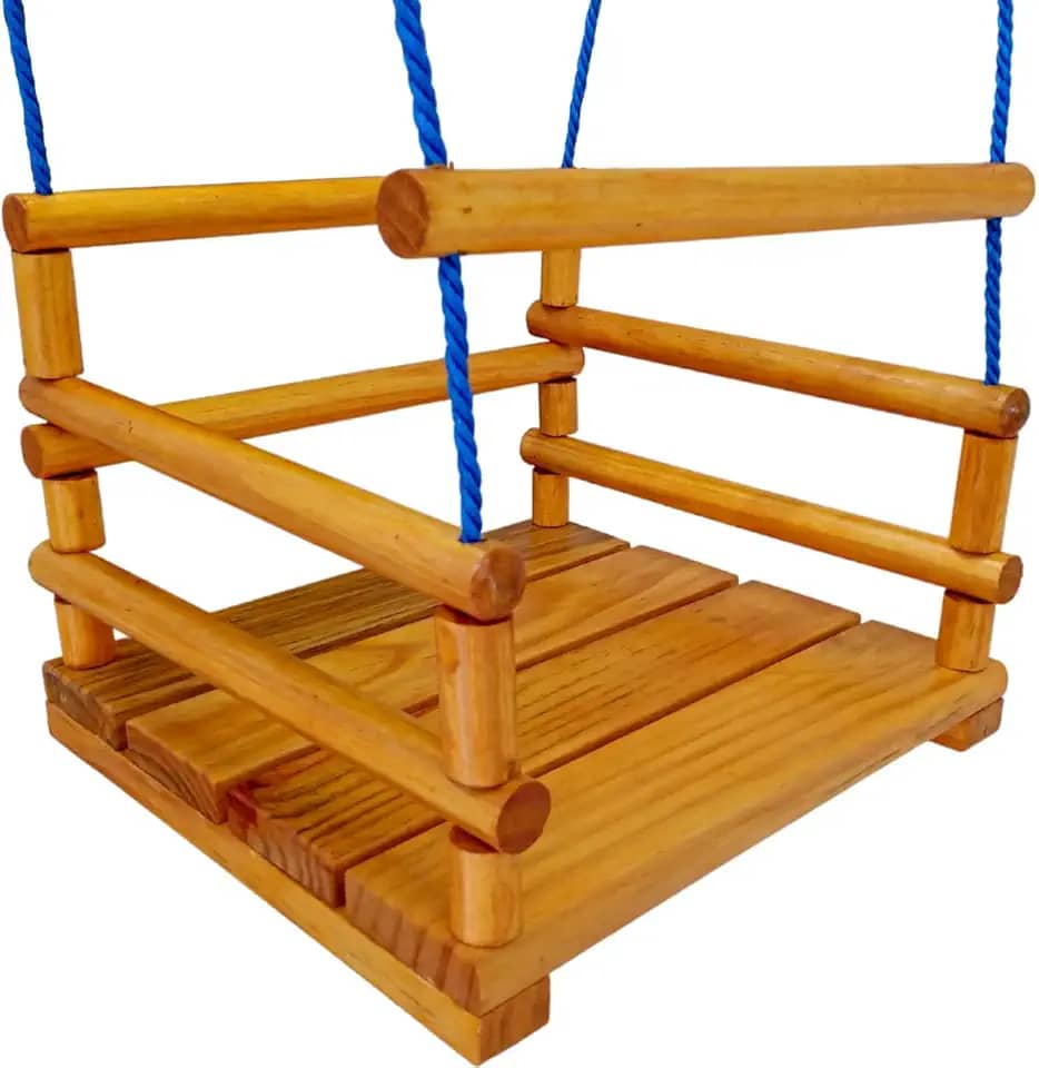 Cadeirinha De Balanço Infantil Madeira Corda Em Nylon 12 Mts