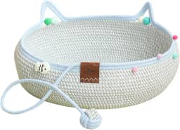 Stgfyxgs Cama para gatos feita à mão, cesta arranhadora, cama fofa portátil para gatinhos, arranhador para gatos, S