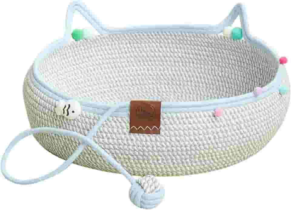 Stgfyxgs Cama para gatos feita à mão, cesta arranhadora, cama fofa portátil para gatinhos, arranhador para gatos, S