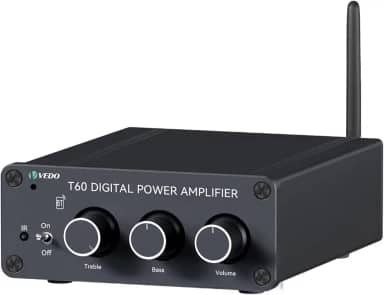 Amplificador Estéreo Bluetooth VEDO BT10A 100Wx2, Mini Classe D para Caixas de Som Passivas, com Entrada RCA e Fonte 24V/4.5A - Ideal para Sala, Quarto Escritório ou Área Externa de Som