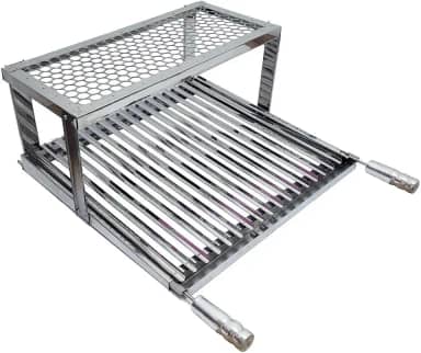 Grelha Argentina Com Grelha Auxiliar e Coletor de Gordura 100% Inox Para Churrasco(40x50)