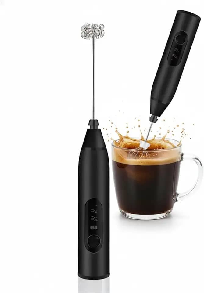 Mini Mixer Portátil USB Recarregável - Espumador de Leite e Café Profissional, Batedor de Ovos e Whey Protein, 3 Velocidades Turbo, Aço Inoxidável