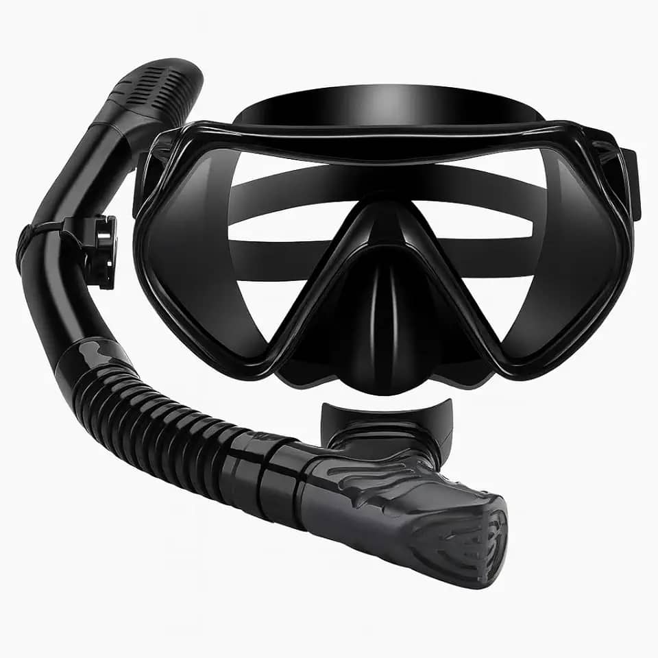Máscara de Mergulho com Snorkel – Visão Panorâmica Antifog e Válvula de Purga – Kit Completo para Natação e Apneia
