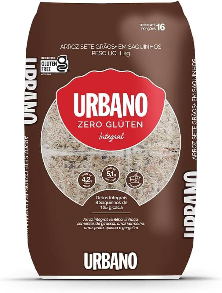 Urbano, Arroz 7 grãos + Integral, 8 Saquinhos - 125g cada