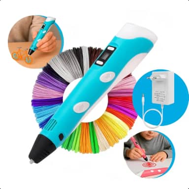 Caneta 3d Com Fonte de Energia - Painel Led - Filamentos - Profissional (Azul)