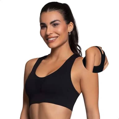 Top de Academia Fitness com Microfuros Alta Sustentação Sem Costura Poliamida Selene Feminino